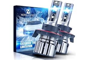 N NORDLICHTER H13 LED Bulb, 9008 LED Light Bulbs 16000LM 70W 6500K Xenon White Halogen Replacement with Cooling Fan (Pack of 2)