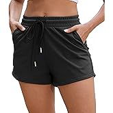ZKIEYS Womens Sweat Shorts Casual Summer Comfy Lounge Athletic Clothes Elastic Cotton Running Shorts with Pockets