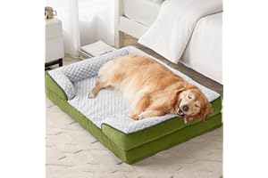 LNSSFFER Orthopedic Dog Beds for Large Dogs,Sofa Dog Bed for Extra Large Dogs. Egg Foam Extra Large Dog Bed with Removable Washable Pillow Cover,Waterproof Dog Couch Bed with Anti-Slip Bottom,Pet Bed.