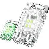 Multifunctional Mini Keychain Flashlight, Super Bright Type-C Rechargeable Fluorescent Pocket Work Light, Durable Portable Waterproof EDC Torch for Outdoor Emergency Camping