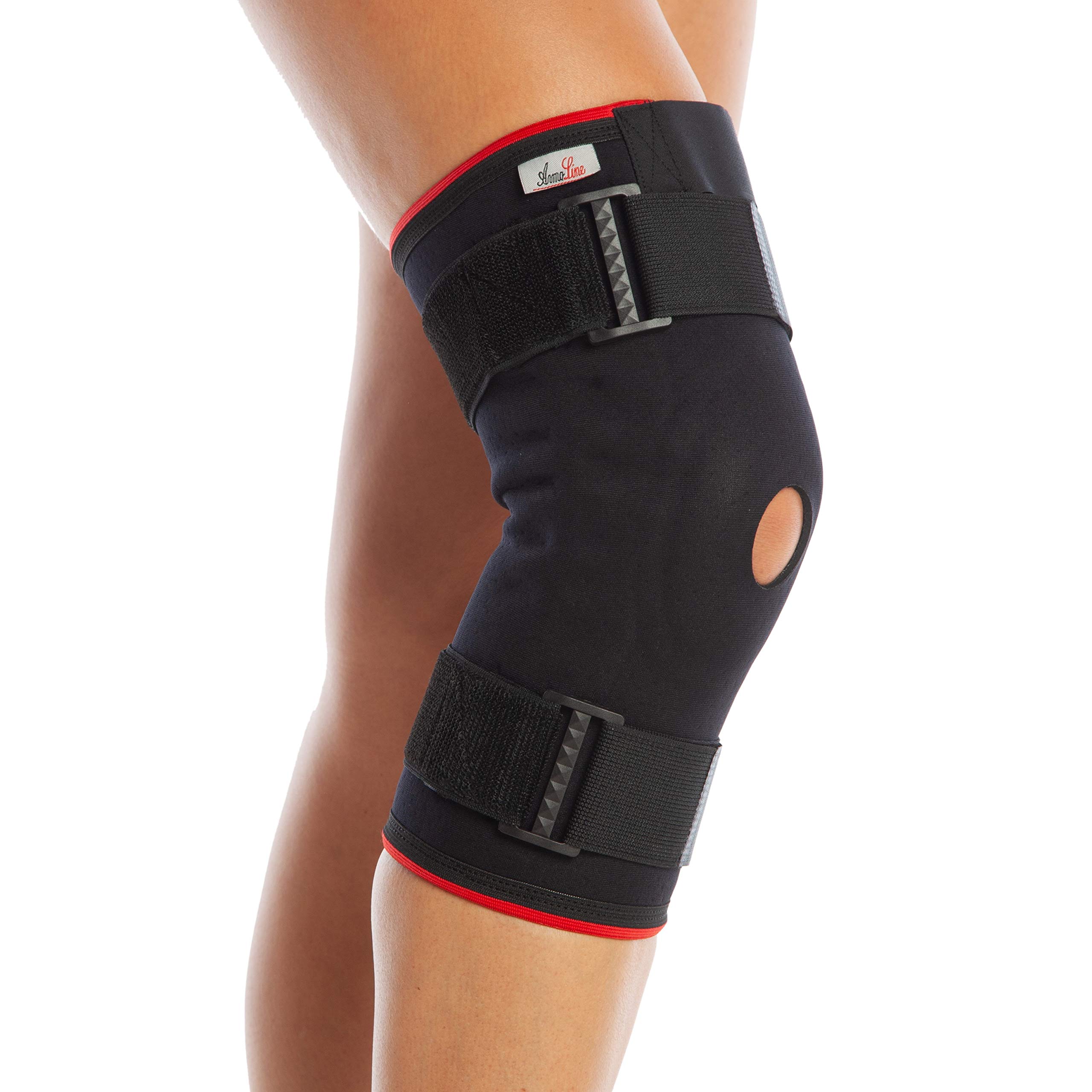 ArmoLine Ligament Knee Brace Support for Patellafemoral Pains Joint Support Compression Meniscus Tear Acl MCL Injuries Jumper's Knee Arthritis Bursitis Knee Brace Men Women Sports Knee Stabilizer (L)