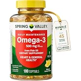 Spring Valley Omega-3 500 mg, 180 Count, from Fish Oil, Omega 3 Dietary Supplements Bundle with Lual's 45 Diabetes Decoded