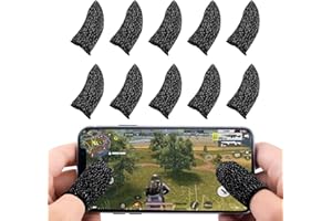 Newseego Mobile Game Finger Sleeve [10 Pack], Touch Screen Finger Sleeve Breathable Anti-Sweat Sensitive Shoot and Aim Keys for Rules of Survival/Knives Out for Android & iOS (Black)