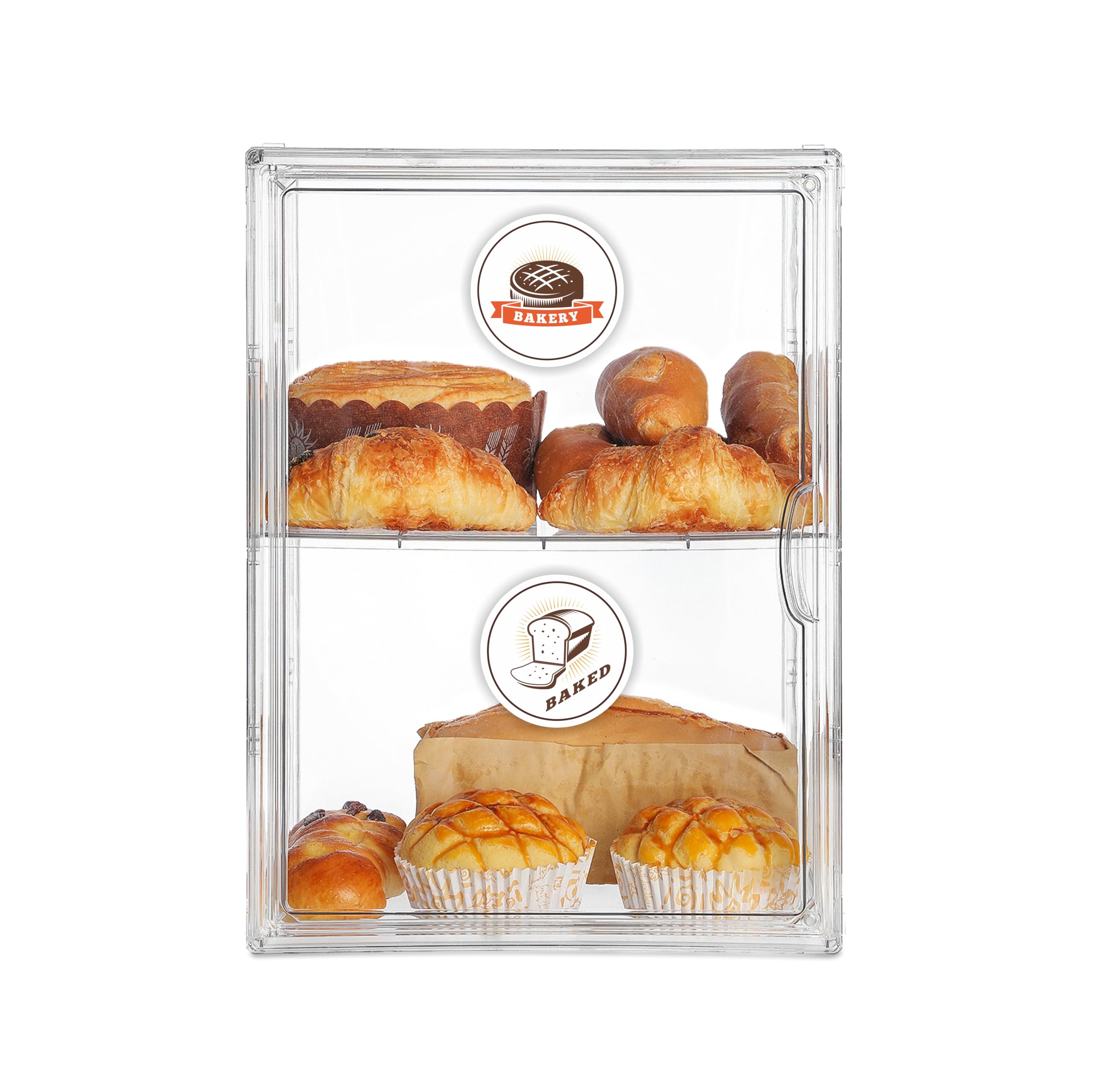 Photo 1 of Large Bread Box for Kitchen Countertop, Pantry Organizers and Storage - Clear Loaf Bread Storage Container, Double Layer Bread Boxes for Kitchen Counter, Bread Keeper for Homemade Bread
