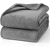 Hansleep Twin Grey Fleece Blanket, Soft Flannel Bed Blanket | Fuzzy Cozy Blanket 60 x 80 Inches, Multi-use for Bed, Sofa, Couch, Travel, Camping, All Season Warm Lightweight Cover