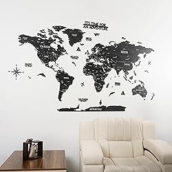 Multilayered 3D Wooden World Map, Travel Map with