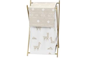 Sweet Jojo Designs Boho Llama Baby Kid Clothes Laundry Hamper - Gender Neutral Beige Taupe Tan and White Bohemian Southwest Watercolor Mountain Cactus Alpaca Farmhouse Animal Aztec Tribal Geometric