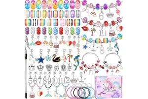 200 Pcs Charm Bracelet Making Kit, Zyehxed Charm Bracelets Jewelry Making Supplies with Unicorn Mermaid age Number Pendant DIY Arts and Crafts Birthday Gift Set for Girls Teens Ages 5 6 7 8 9 10 11 12