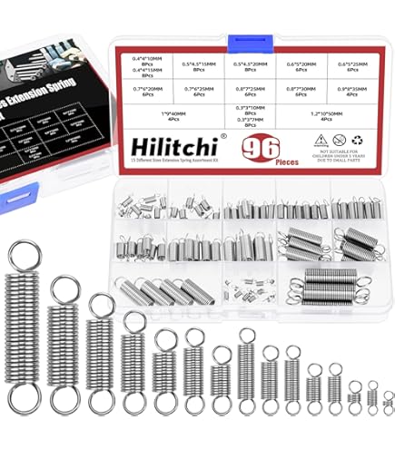 150-Piece Extension Spring Assortment - 15 Sizes Stainless Steel Springs For Repair & DIY