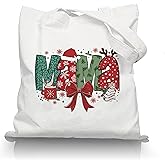 Forest Charger Christmas Tote Bag, Festive Holiday Gift for Women, Reusable Canvas Bag with Handles
