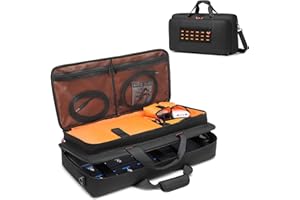 SLINRKE Carrying Bag Compatible with Boss ME-80 / ME-90 / GT-1000 / GX-100 Guitar Multi-effects Pedal, Guitar Pedal Board Case with Compartment for Guitar Cable or Other Accessories