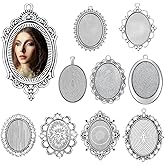 FdcLixuvol 10 PCS Pendant Trays, 30 x 40 mm Oval Pendant Trays Photo Charms Blank Oval Cabochons Base Setting Bezel Frame Metal Cameo for Photo Pendants Jewelry Making DIY Findings