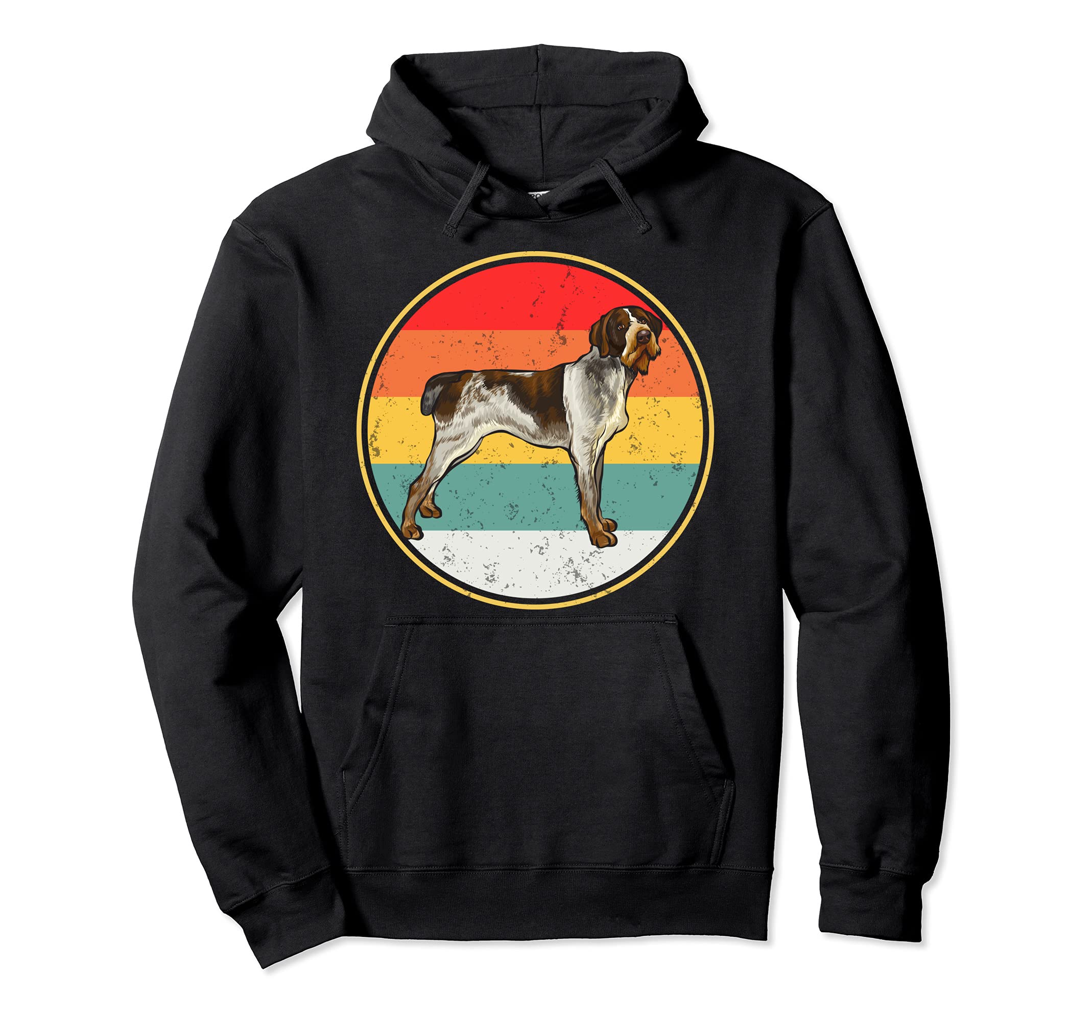 Vintage Retro Sunset German Wirehaired Pointer Dog Pullover Hoodie