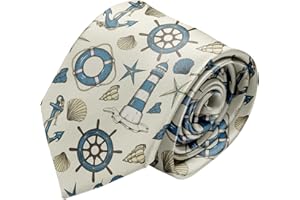 sanacci Novelty Necktie for Men (Nautical Pattern) Fun Conversational Silky Tie, Neck Tie for Party, Events, Unique and Origi