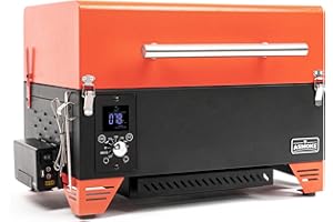 ASMOKE Portable Pellet Grill & Smoker - AS350DC Battery Powered ASCA™ Pellet Smoker, 256 sq. Smoker Grill w/Meat Probe, Temp Control Portable Smoker w/Detachable Ash Pan, 8-In-1 Grill Smoker, Orange