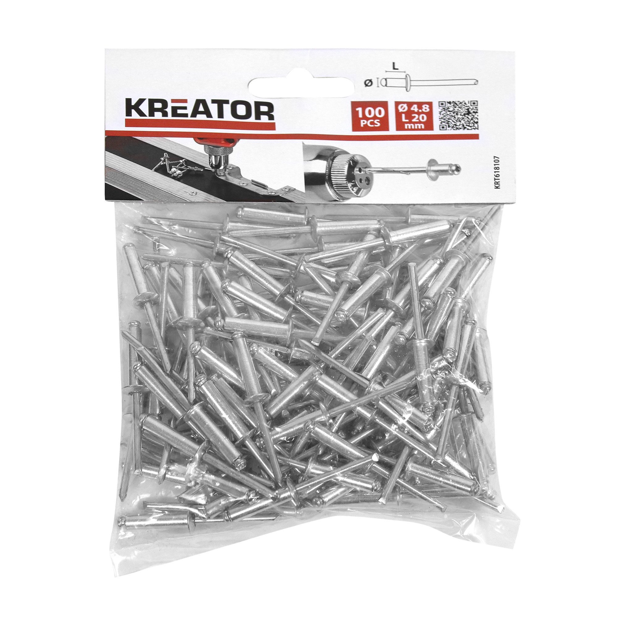 Pack of 100 KRT618107 Rivets Pop Rivets Blind Rivets 4.8 Diameter x 20 mm Length