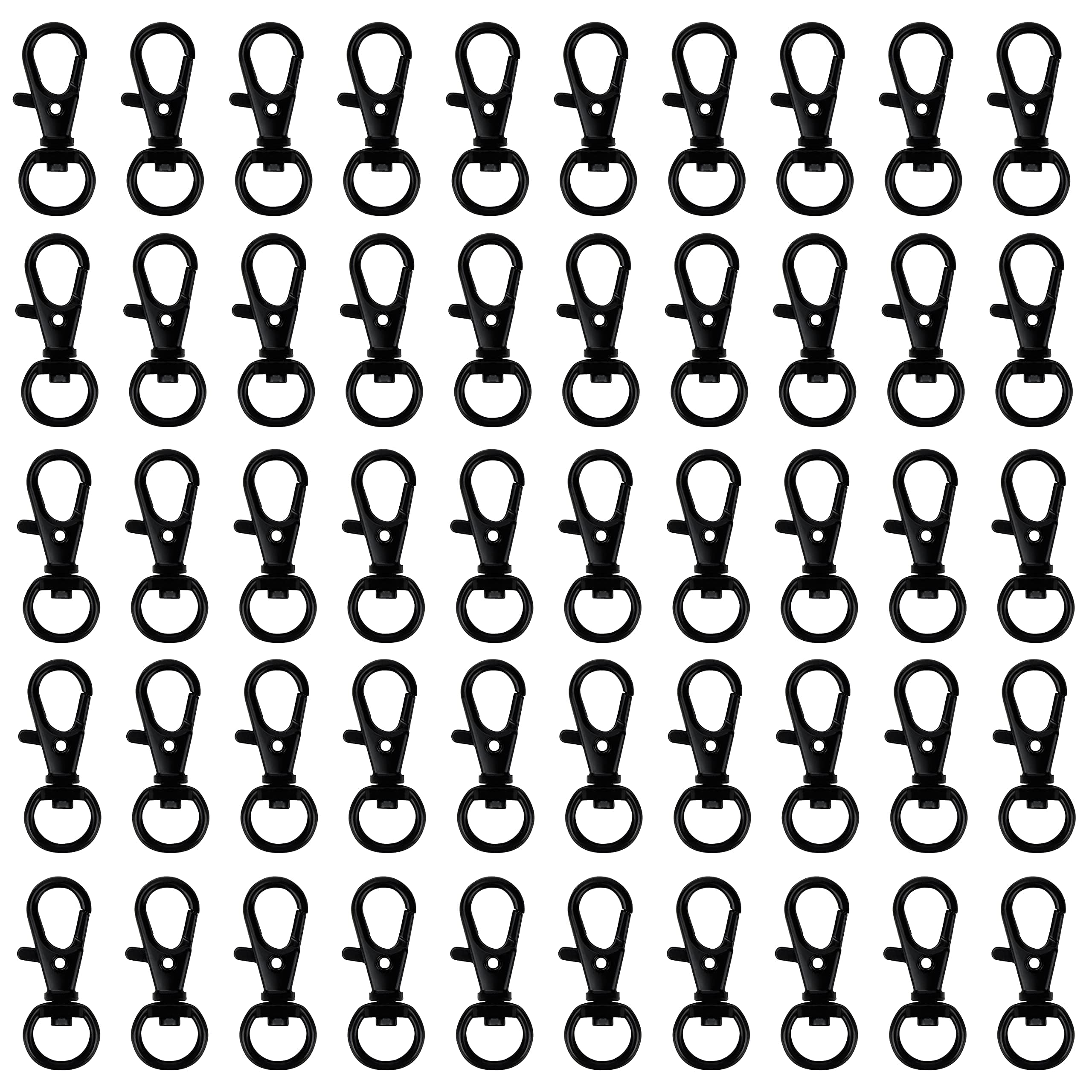 Belle Vous 50 Pack Black Metal Mini Swivel Lobster Clasps - 33mm in Length - Premium Lanyard Snap Key Hooks - Hook for Rings, Zippers, Crafts, Clips, Jewellery, Chains and Keychains