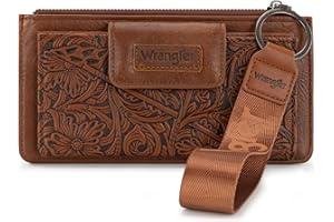 MONTANA WEST X Wrangler Wristlet Wallets for Women Bifold Clutch Wallet Card Cases & Money Organizers Female Western Wallet with Zipper Pocket