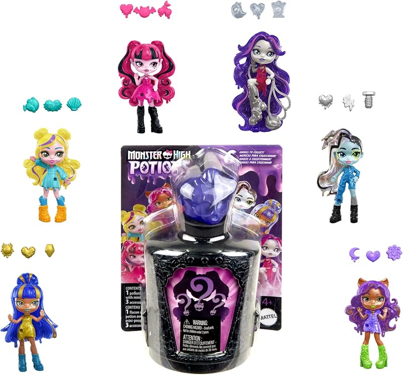 Monster High Potions Mini Dolls Display Bottle Water Reveal Charms HYB10