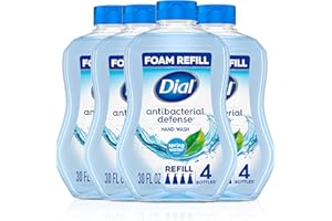 Dial Antibacterial Defense Foaming Hand Soap + Aloe, Spring Water Scent, 30 Fl Oz Hand Soap Refill (4 Pack), Dermatologist-Tested, Gentle on Skin