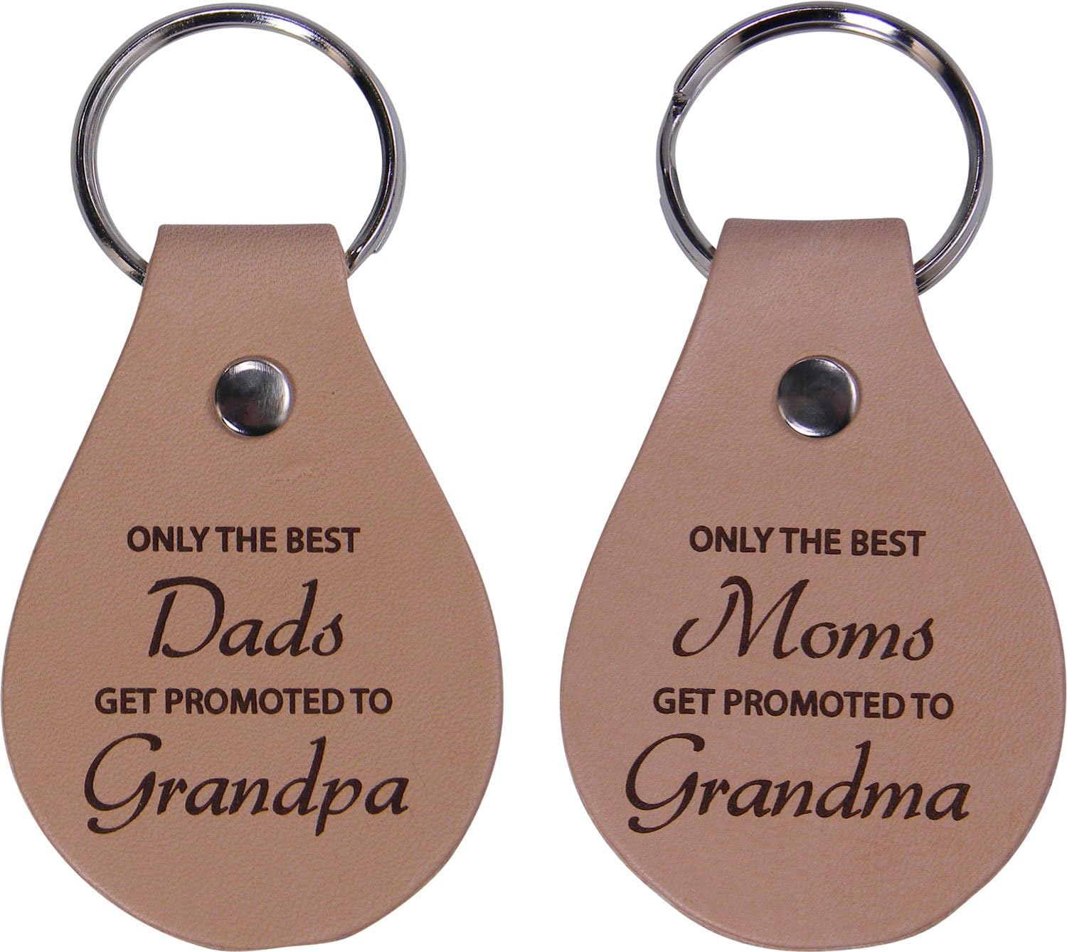 CustonGiftsNow Only The Best Dads/Moms Get Promoted to Grandpa/Grandma Leather Keychains - Great for Dads and Moms