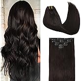 GOO GOO Clip in Hair Extensions Real Human Hair, Remy Human Hair Extensions Clip ins for Women, Natural Human Hair, 18inch 120g 7Pcs, 2 Dark Brown