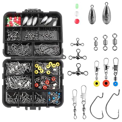 160pcs fishing accessories 188Pcs Accessory Kit Portable Fishing Set Including Jig Hooks Wowvra LLC bass casting weights sinker 160pcs Fishing Kit, Strong Bait