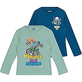 Monster Jam 2 Pack Long Sleeve T-Shirts Toddler to Big Kid Grave Digger El Toro Loco Megalodon