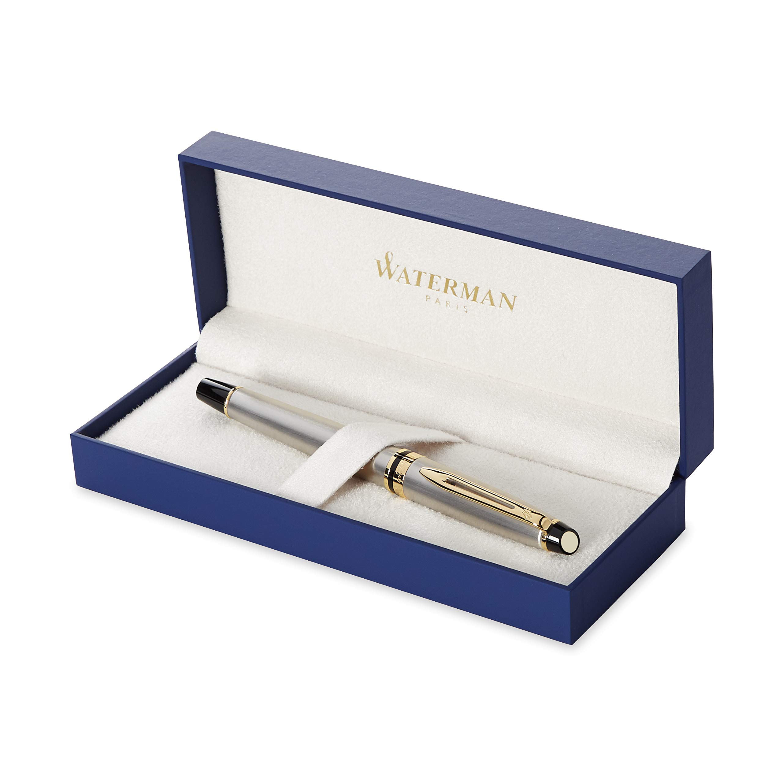 Waterman Expert Fountain Pen | Stainless Steel with 23k Gold Trim | Fine Nib | Gift Box — image 1