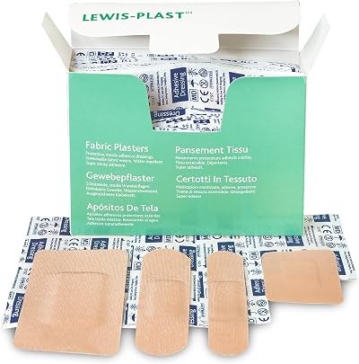 Lewis-Plast Premium Assorted Breathable Fabric Plasters Box of 100