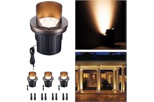 Varmtalys LED Well Light, In Ground Landscape Lights Low Voltage Outdoor, 12V IP67 Waterproof, No Glare Wired Aluminum ORB for Patio Pathway Lawn 6W 420LM 4 Pack