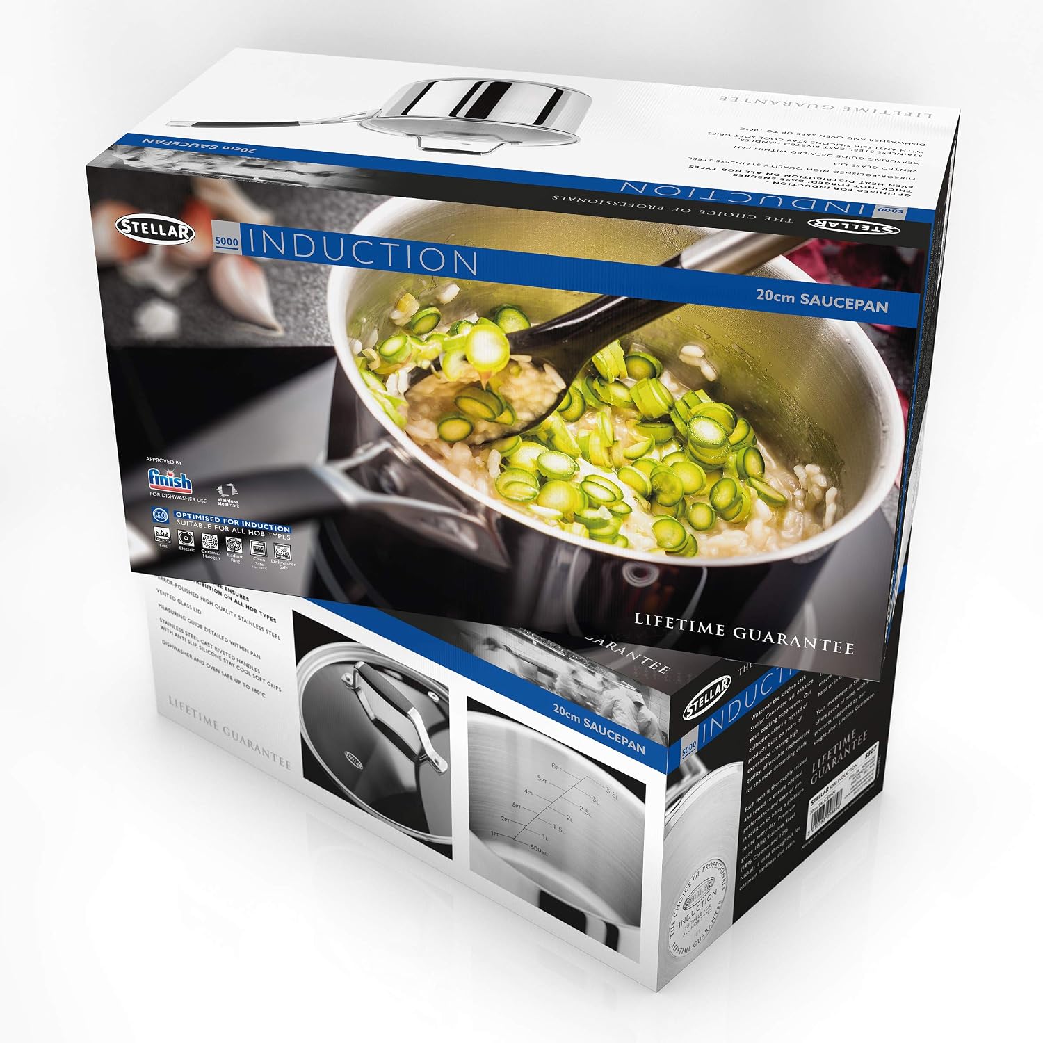 Stellar Flow 20cm Saucepan with Draining Lid, 3 Litre Capacity, Stainless Steel Cooking Pot, Oven Safe Cookware - Image 3