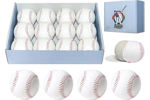 POOSUE Bucket of Baseballs - Standard Size T-Ball Training Baseballs, Reduced Impact Kids Safety Baseballs, Unmarked & Soft Practice Baseballs for League Play, Pitching, Hitting, Batting, Fielding, Autograph