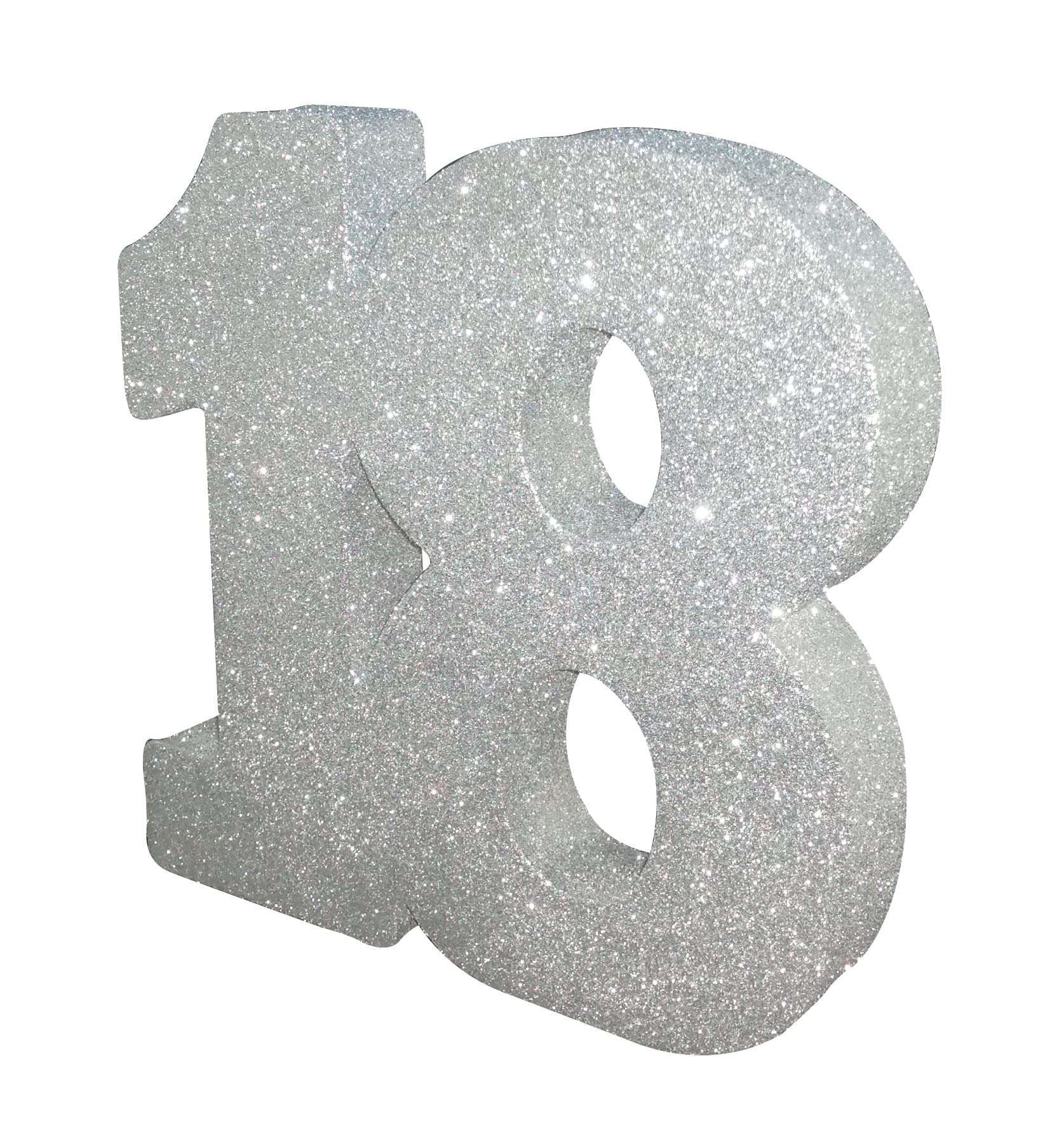 Number 18 Glitter Table Decoration Silver| Table Centrepiece | Table Decorations Centrepiece | 18th Birthday Decorations | Pack of 1 | 20cm |H113 โ image 1