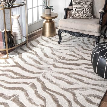 Amazon De Nuloom Neuseeland Kunstseide Zebra Teppich Teppich