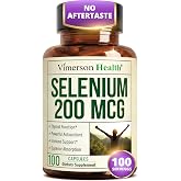 Selenium 200mcg Capsules for Thyroid, Antioxidant &amp; Immune Support - 100 Ct | High-Potency Selenium Supplements for Women &amp; Men, Highly Bioavailable L-Selenomethionine without Aftertaste, 100-Day Supply