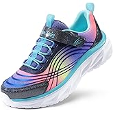 DREAM PAIRS Girls Shoes Sneakers Kids Tennis Shoes Sparkle ColorBurst Lightweight Running Casual Walking Shoes