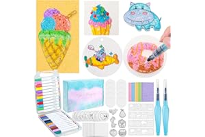 YOUMAYSTORY 77 Pcs Magic 3D Foam Texture Painting Kit, Magic Puffy Paint Kit, Including 46 Pcs Foam Texture Paper, 24 Colors Acrylic Marker Pen, 4 Drawing Templates, 2 Water Brushes, Art Painting Kits