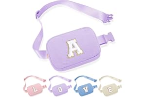 YOOLIFE Gifts for Teen Girls Kids - Initial Fanny Packs for Kid Girls, Small Crossbody Bag, Gifts for Sister Daughter Fanny Packs Purple Initial Crossbody Belt Bag Waist Packs for Kid Girl (Purple A)