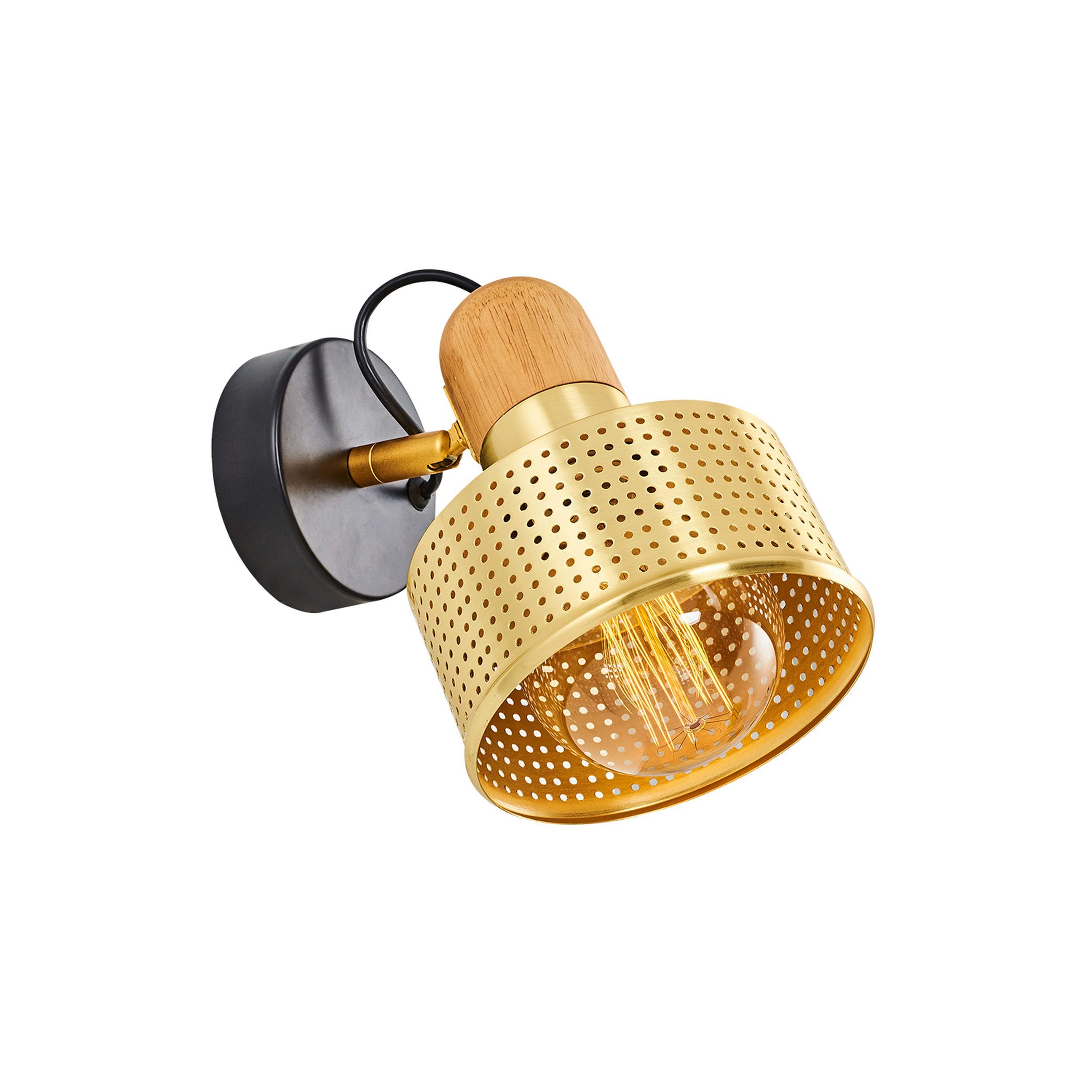 Homemania Spotlight, Metal, Gold, Wood, Black