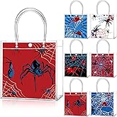 Teenyyou 24 Pcs Spider Clear Gift Bags with Handles Spider Party Favor Candy Treat Tote Candy Snack Treat Bags for Birthday Baby Shower Party Supplies