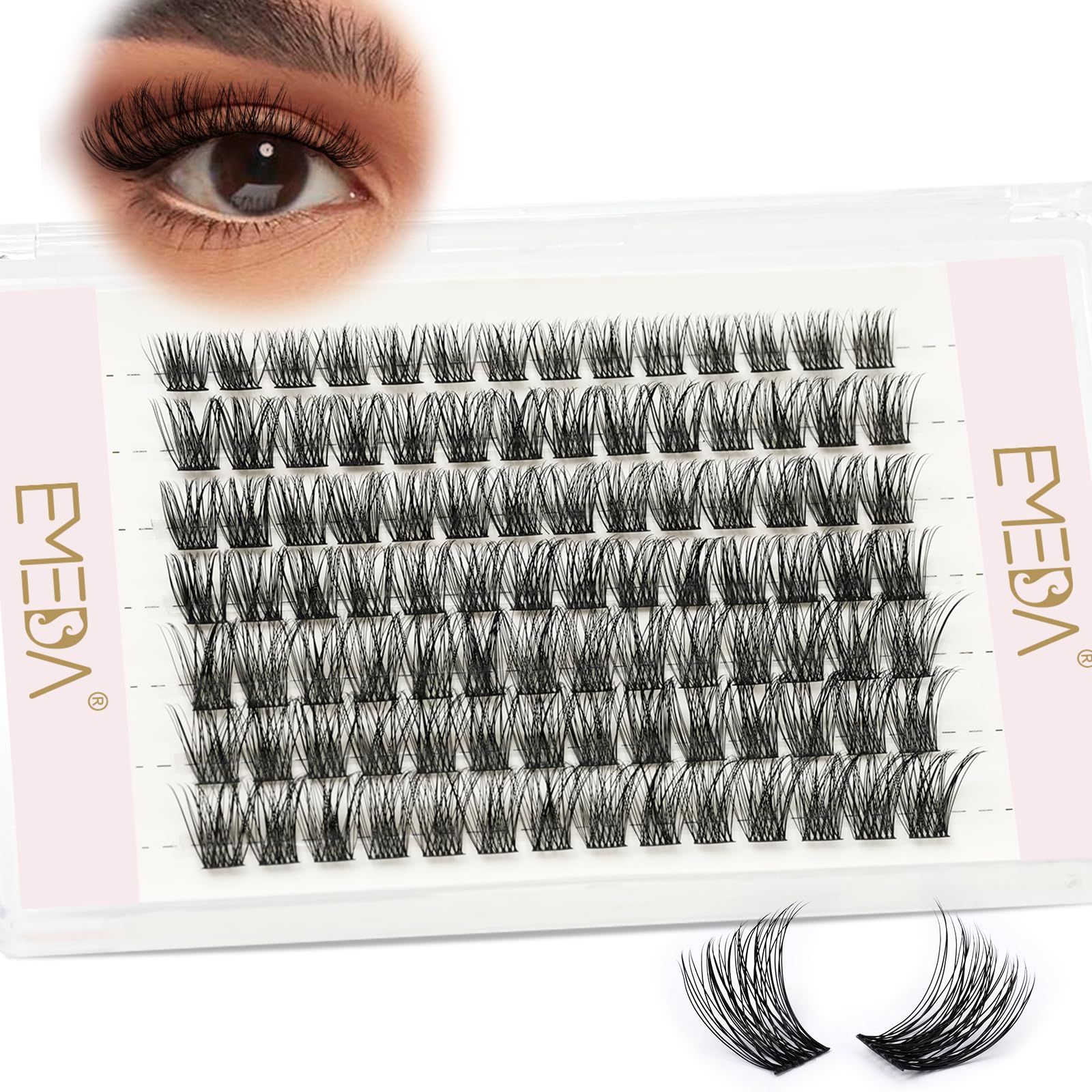 Natural and Fluffy Cluster Lashes 12mm D Curl DIY Lash Clusters Individual Eyelash Extensions at Home Soft and Short Looking Cluster Eyelashes (EME133 12mm) — image 1