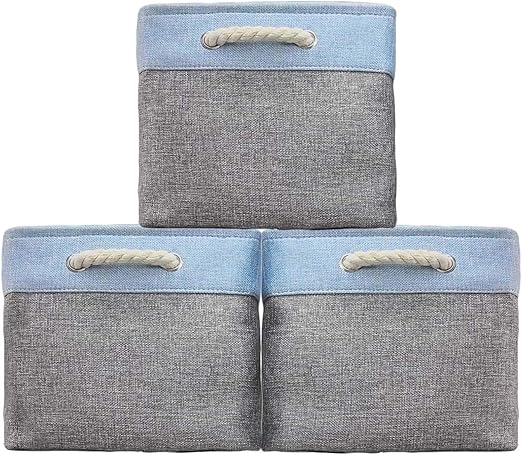 Cestas de almacenamiento grandes para estante, cestas plegables de tela