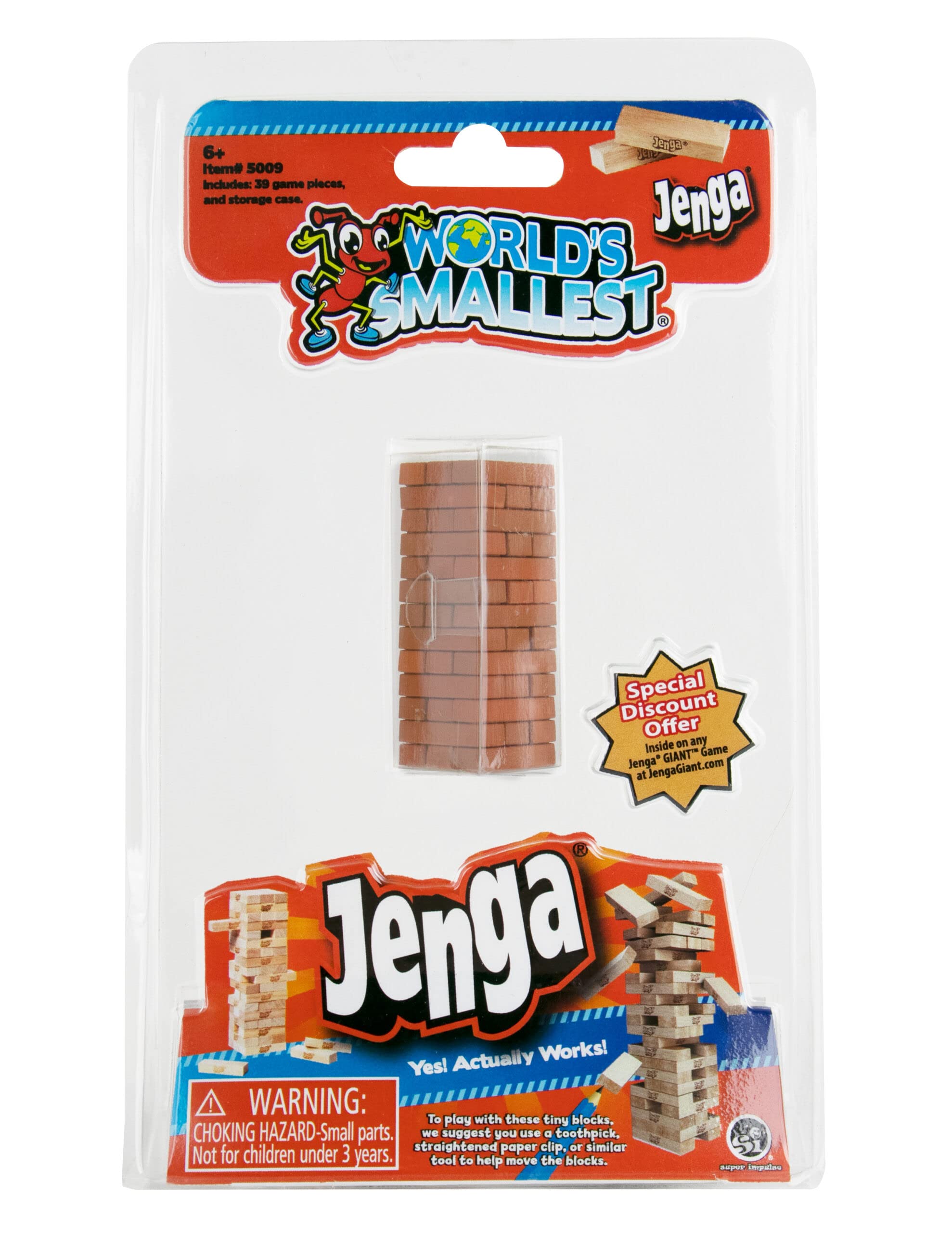 World's Smallest Jenga | Miniature Classic Game | Wooden Blocks Stacking Tumbling Tower Game | Party Games for Kids & Families | Easter Basket Stuffers | Ages 6+