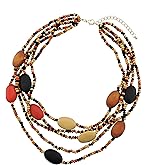 Coiris Multi Color 5 Layers Wood Beads Strand Statement Necklace for Women Chunky Collar (N0019)