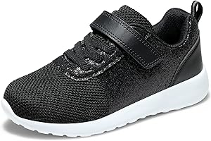 Harvest Land Toddler Glitter Tennis Shoes Slip On Boys Girls Sneakers Casual Running Shoes Woven Breathable with Soft Soled Sports Hook-Loop Outdoor Shoes