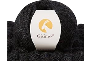 Gisimo 100% Merino Wool Yarn, 3-Ply Luxurious and Soft Yarn for Hand Knitting & Crocheting (Black, 1Ball)