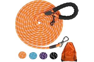 Long Dog Leash for Dog Training 16FT/30FT/50FT/100FT, Reflective Dog Leash with Lockable Hook, Heavy Duty Dog Lead Tie Out Ro