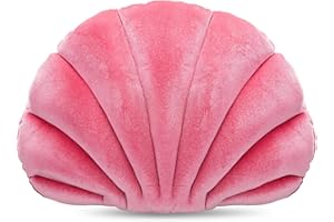 Marsui Pink Sea Princess Seashell Decorative Pillow, Preppy Room Decor Party Gift Soft Chair Cushion Cute Clam Throw Pillow for Sofa Bed Living Room(PP,13.4 x 9.8 in)