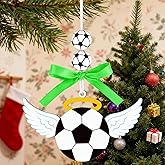 Easter Angel Soccer Ornaments Wooden Hanging Angel Wings Ornament Sport Ball Xmas Tree Decorations for Home Crafts Soccer Lovers Family Holiday Party Supplies